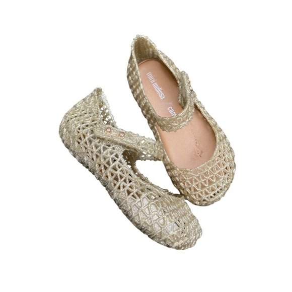 Mini Melissa Gold  Shoes for Sophisticated Style campana size 9 - Picture 1 of 6